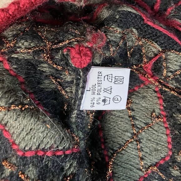 Vrikke‎ Irene Haugland Sweater Womens Large Full Zip Cardigan Wool Blend Multi - Picture 6 of 6